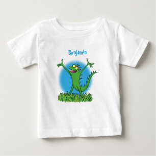 Funny green lächelnd animierte Eidechse Baby T-shirt