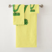 Funny green lächelnd animierte Eidechse Badhandtuch Set (Insitu)