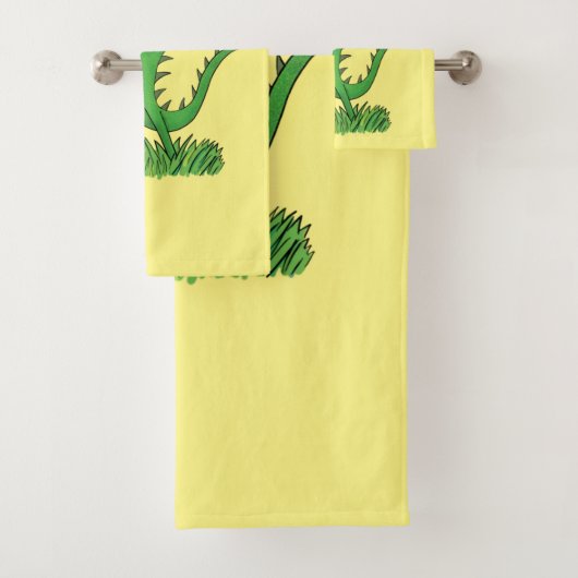 Funny green lächelnd animierte Eidechse Badhandtuch Set (Insitu)