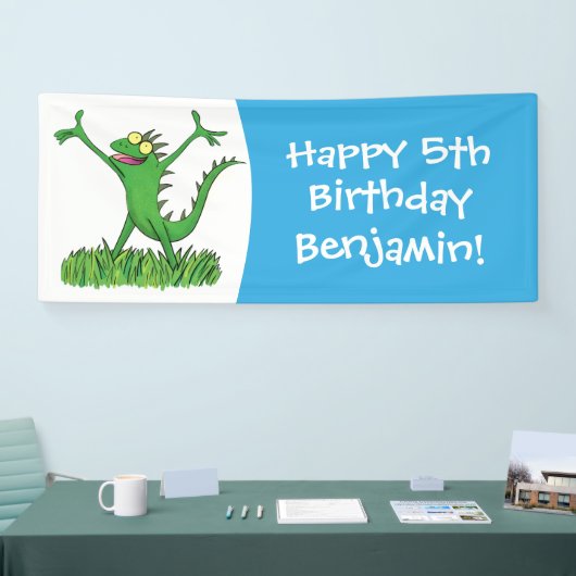 Funny green lächelnd animierte Eidechse Banner (Messe)