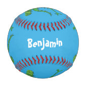 Funny green lächelnd animierte Eidechse Baseball (Rückseite)