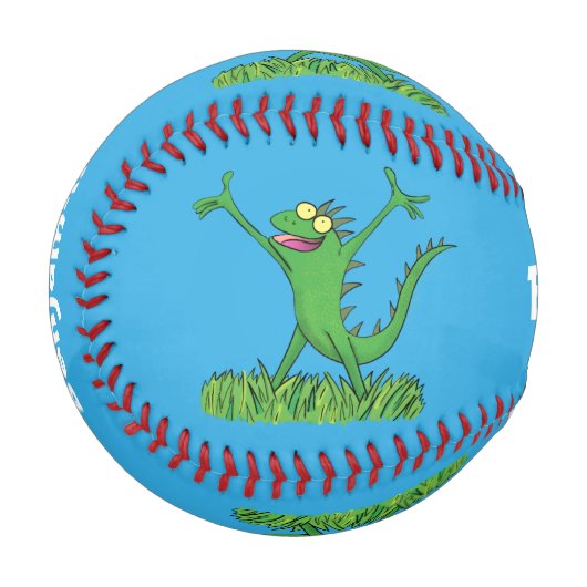 Funny green lächelnd animierte Eidechse Baseball (Vorderseite Links)