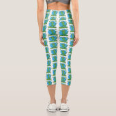 Funny green lächelnd animierte Eidechse Capri Leggings (Rückseite)