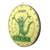Funny green lächelnd animierte Eidechse Dartscheibe (Vorderseite rechts)