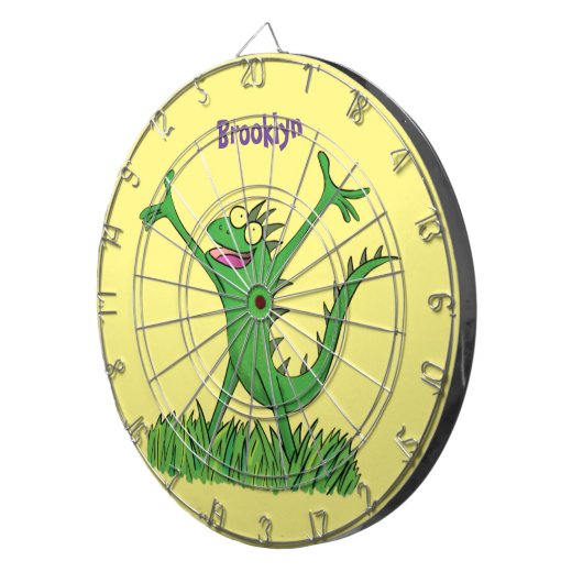 Funny green lächelnd animierte Eidechse Dartscheibe (Vorderseite rechts)