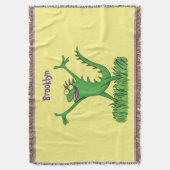 Funny green lächelnd animierte Eidechse Decke (Vorderseite Vertikal)