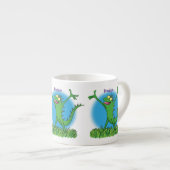 Funny green lächelnd animierte Eidechse Espressotasse (Vorderseite Rechts)