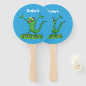 Funny green lächelnd animierte Eidechse Fächer (Vorne und Hinten)