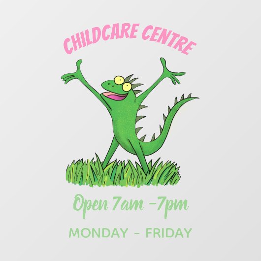 Funny green lächelnd animierte Eidechse Fensteraufkleber (Blatt)