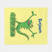 Funny green lächelnd animierte Eidechse Fleecedecke (Vorderseite (Horizontal))