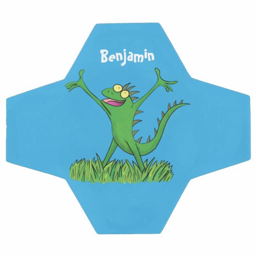 Funny green lächelnd animierte Eidechse Fußball (Flach)