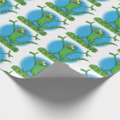 Funny green lächelnd animierte Eidechse Geschenkpapier (Ecke)