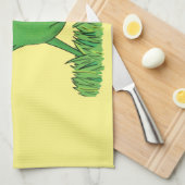 Funny green lächelnd animierte Eidechse Geschirrtuch (Viertel Falte)