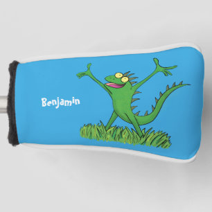 Funny green lächelnd animierte Eidechse Golf Headcover