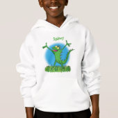 Funny green lächelnd animierte Eidechse Hoodie (Vorderseite)