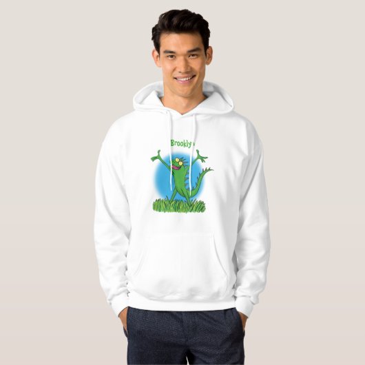 Funny green lächelnd animierte Eidechse Hoodie (Vorne ganz)