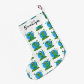 Funny green lächelnd animierte Eidechse Kleiner Weihnachtsstrumpf (Rückseite (Hängend))