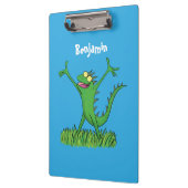 Funny green lächelnd animierte Eidechse Klemmbrett (Links)
