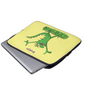Funny green lächelnd animierte Eidechse Laptopschutzhülle (Vorne Knopf)