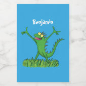 Funny green lächelnd animierte Eidechse Lebensmitteletikett (Einzelnes Label)