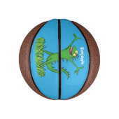 Funny green lächelnd animierte Eidechse Mini Basketball (Vertikal)