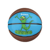 Funny green lächelnd animierte Eidechse Mini Basketball (Vorderseite)