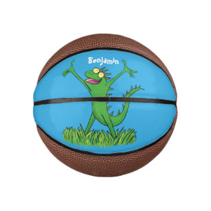 Funny green lächelnd animierte Eidechse Mini Basketball