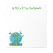 Funny green lächelnd animierte Eidechse Notizblock (Vorderseite)