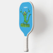 Funny green lächelnd animierte Eidechse Pickleball Schläger (Links)