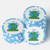 Funny green lächelnd animierte Eidechse Pokerchips (Stapel)