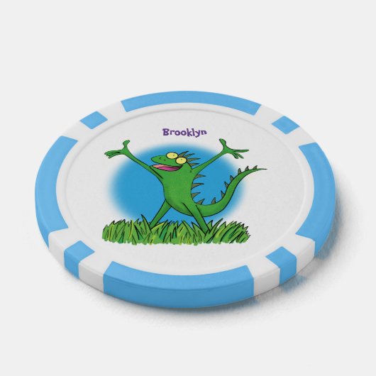 Funny green lächelnd animierte Eidechse Pokerchips (Einzeln)