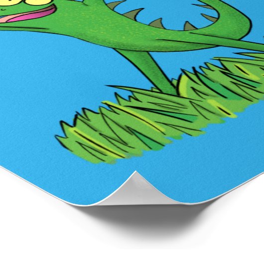 Funny green lächelnd animierte Eidechse Poster (Ecke)