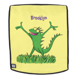 Funny green lächelnd animierte Eidechse Rucksack