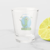 Funny green lächelnd animierte Eidechse Schnapsglas (Rückseite)