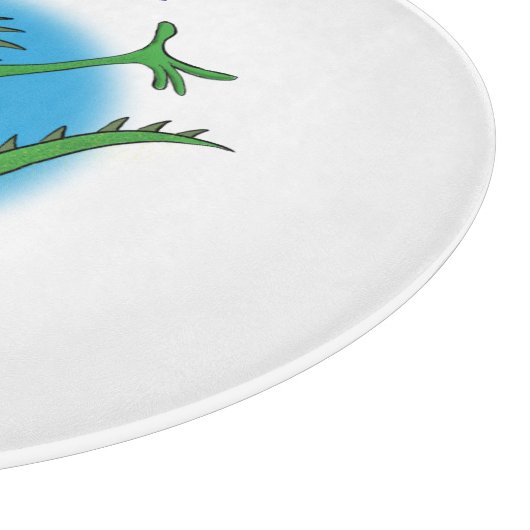 Funny green lächelnd animierte Eidechse Schneidebrett (Ecke)