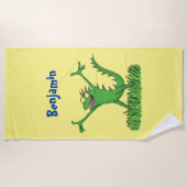 Funny green lächelnd animierte Eidechse Strandtuch (Vorderseite)