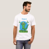 Funny green lächelnd animierte Eidechse T-Shirt (Vorne ganz)