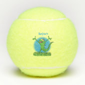 Funny green lächelnd animierte Eidechse Tennisbälle (Vorderseite)