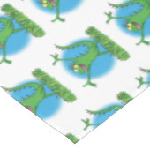 Funny green lächelnd animierte Eidechse Tischdecke (Schrägansicht)