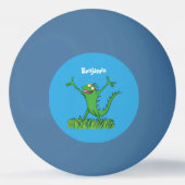Funny green lächelnd animierte Eidechse Tischtennisball (Rückseite)
