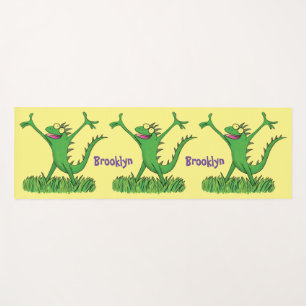 Funny green lächelnd animierte Eidechse Yogamatte