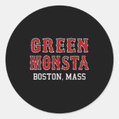 Funny Green Monstah Boston M New England Runder Aufkleber (Vorderseite)