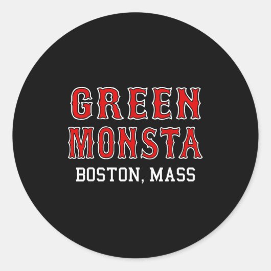 Funny Green Monstah Boston M New England Runder Aufkleber (Vorderseite)