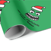 Funny Green Monster Kind Weihnachtsverpackung Papi Geschenkpapier (Rolleneckpunkt)