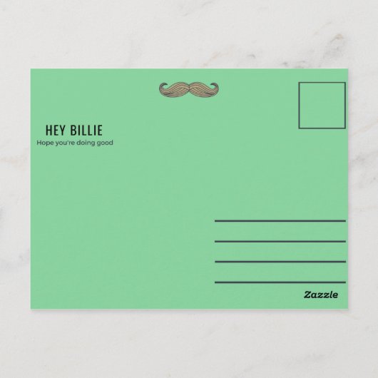 Funny Green Mustache Postkarte (Rückseite)