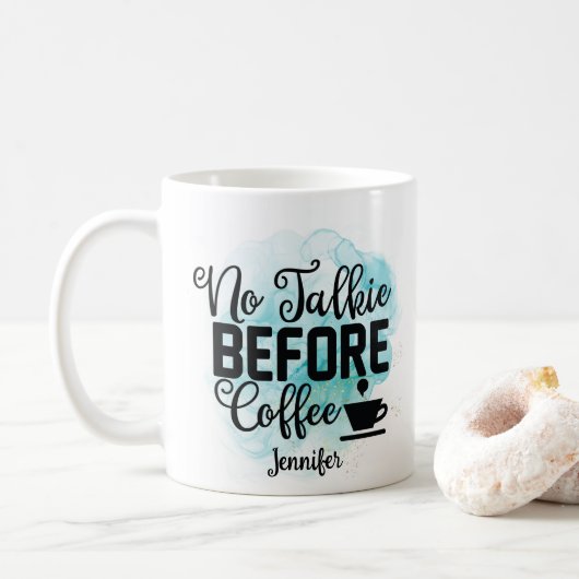 Funny Green No Talkie Before Coffee Tasse (Mit Donut)