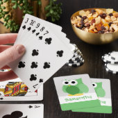 Funny Green Owl Kids Personalisiert Playing Cards Spielkarten (In Situ)