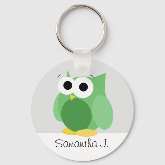 Funny Green Owl - Personalisierter Schlüsselanhäng Schlüsselanhänger (Vorderseite)