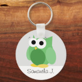 Funny Green Owl - Personalisierter Schlüsselanhäng Schlüsselanhänger (Vorderseite)