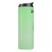 Funny Green Pickle Head Man trägt Anzug Green Thermosbecher (Nach links gedreht)